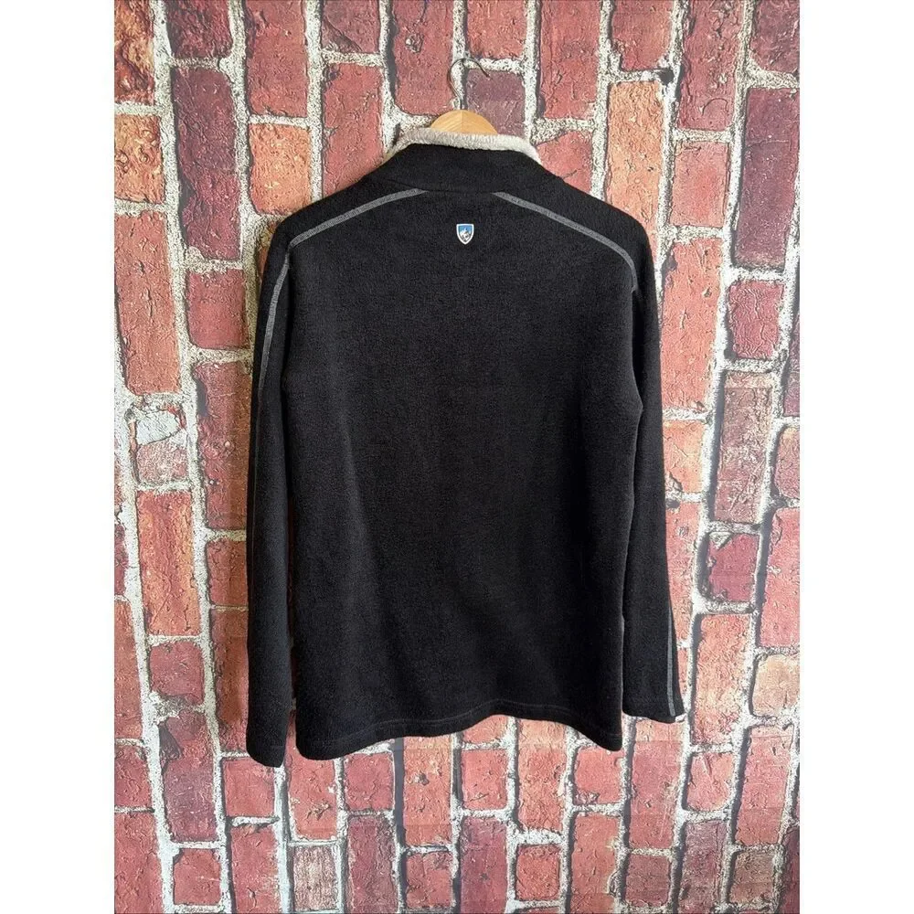 Kuhl Sweater Mens M Black Alfpaca 1/4 Zip Mock Neck Heavy Knit Pullover